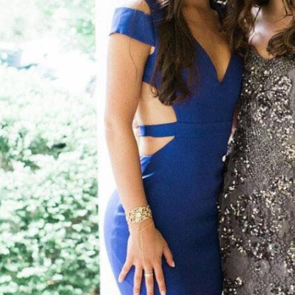 BCBGMAXAZRIA Ava Purple Full Length Maxi Prom Gown